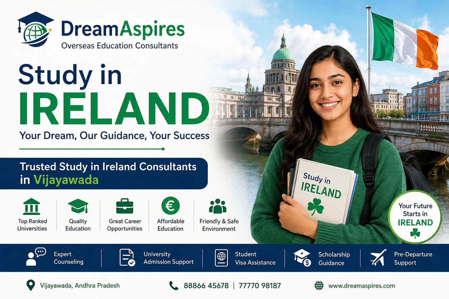 Why Choose DreamAspires for Study in Ireland Consultants in Vijayawada